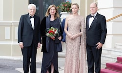 Fürstin Charlène und Fürst Albert empfingen den italienischen Präsidenten Sergio Mattarella und ...