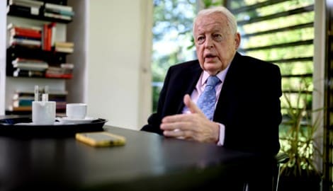 Im Terrassenzimmer des „Kreisky-Forums“: Franz Vranitzky beim Interview