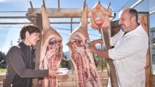 Beim Sautanz: Lisa Karner (Lungauer Speis) und Metzgermeister Thomas Schiefer