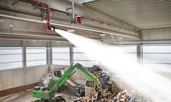 Fix verbaute Löschanlage der Brandbekämpfungsfirma Rosenbauer in einer Recycling-Anlage: ...