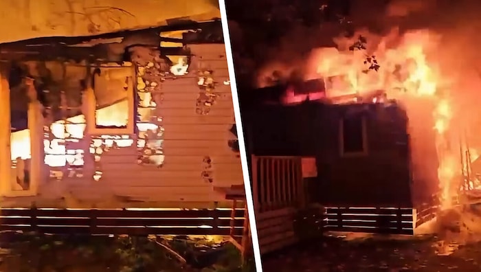 Screenshots aus einem Video des Feuers zeigt die Brutalität, mit denen die Flammen auf die ...