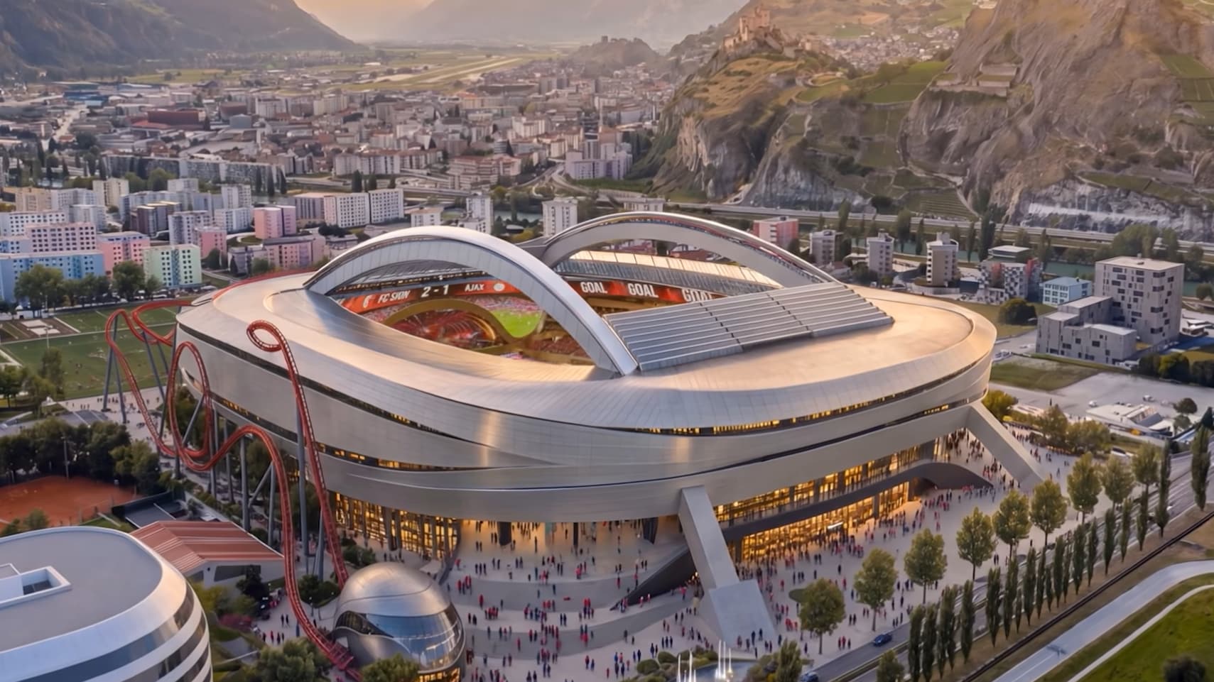 480 millió eurós stadionterv Svájcban: még egy hullámvasút is épülne az aréna köré