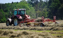 Die Bauern bringen gerade die letzte Heuernte der Saison ein.