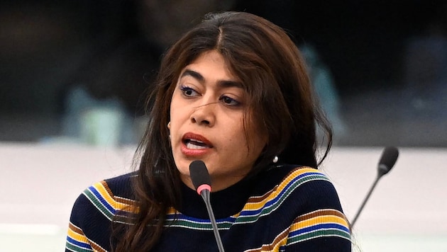 Die französische Abgeordnete der Linken-Fraktion, Rima Hassan, hat im EU-Parlament eine ...
