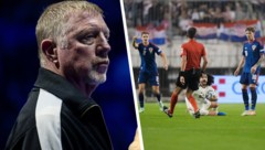 Boris Becker (li.) schimpft über Spaniens Marc Cucurella.