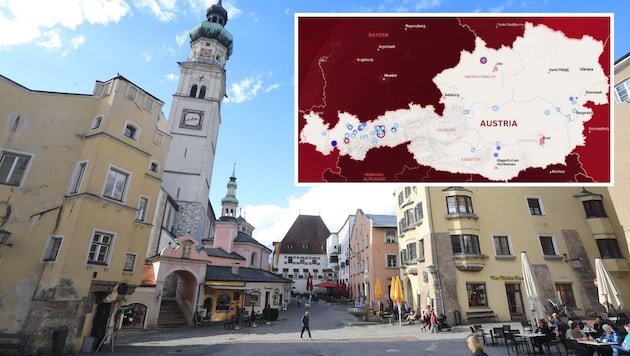 Im Raum Hall in Tirol östlich von Innsbruck bebte die Erde besonders oft.