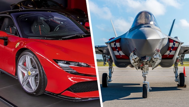 Italiens Marine will eine F-35 (re.) gegen einen Ferrari SF90 antreten lassen.