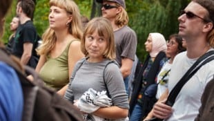Greta Thunberg (Mitte) bei einer Pro-Palästina-Demo Ende August in Dänemark (Archivbild). 