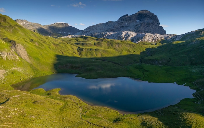 Tilisunasee gegen Süden mit Weißplatte, Montafo