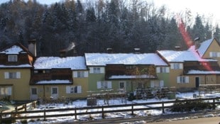 Winterliches Bild der Arbeitersiedlung in Dornbirn. 