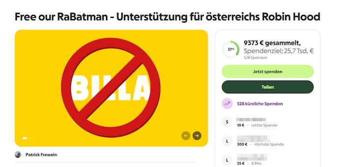 Die Spendenaktion findet im Internet großen Anklang.