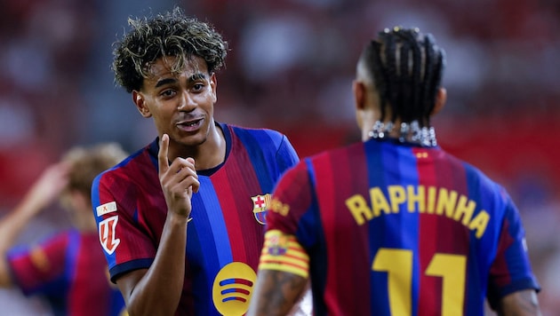 Lamine Yamal (l.) und Raphinha