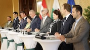 Die steirische Landesregierung bei der Budget-Präsentation