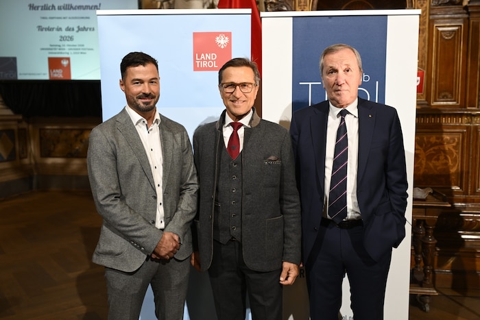 Sie hielten die Laudationen: Matthias Guggenberger, Josef Margreiter und Rudolf Staudinger (von ...