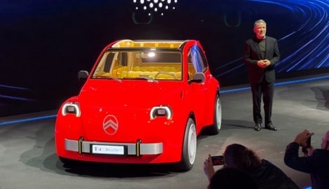 Die seriennahe Studie des Citroen 2CV, der 2028 als E-Auto wiederbelebt wird.