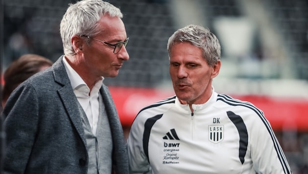 ORF-Moderator Rainer Pariasek (li.) und LASK-Coach Didi Kühbauer