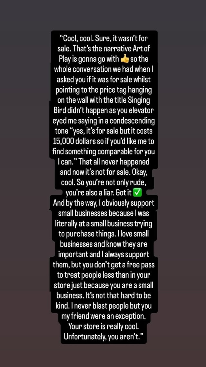 In ihrer Instagram-Story reagierte Kelly Clarkson auf die Nachricht des Shop-Besitzers.