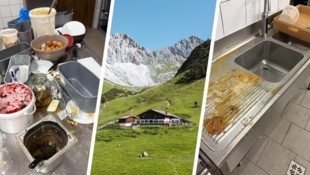 Die Wangalm liegt inmitten wundervollen Berge, die Küche ist vollkommen verschmutzt.