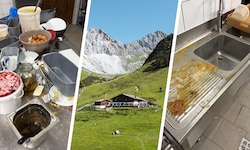 Die Wangalm liegt inmitten wundervollen Berge, die Küche ist vollkommen verschmutzt.