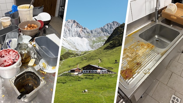 Die Wangalm liegt inmitten wundervollen Berge, die Küche ist vollkommen verschmutzt.