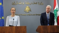 EU-Außenbeauftragte Kaja Kallas bei einem Treffen mit ihrem libanesischen Amtskollegen am 8. ...