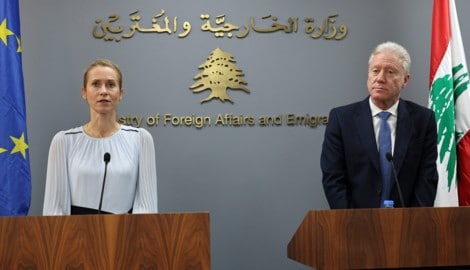 EU-Außenbeauftragte Kaja Kallas bei einem Treffen mit ihrem libanesischen Amtskollegen am 8. ...