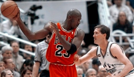 Basketball-Legende Michael Jordan im Match gegen Utah Jazz im Jahr 1998.