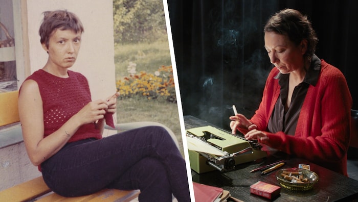 Die junge Nöstlinger am Anfang der Karriere – Ursula Strauss spielt Nöstlinger im Film.