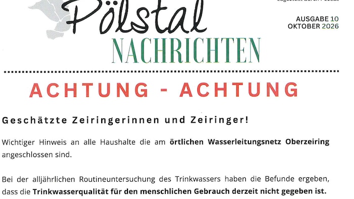 Das Amtsblatt warnt die Bewohner.
