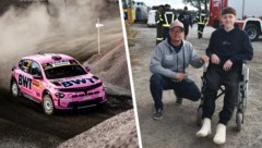 Marcel Neulinger besuchte mit Rollstuhl seinen Teamchef Raimund Baumschlager.