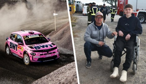 Marcel Neulinger besuchte mit Rollstuhl seinen Teamchef Raimund Baumschlager.