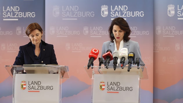 Landeshauptfrau Karoline Edtstadler (re.) und Marlene Svazek halten sich mit neuen Belastungen ...