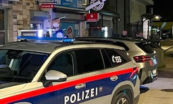 Polizei beim Tatort am Dienstagabend in Hallwang. 