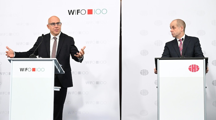 Wirtschaftsforscher Gabriel Felbermayr (Wifo, links) und Holger Bonin (IHS): „Die Sparquote ...