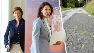 Karoline Edtstadler (r.) und Marlene Svazek erhöhen das Budget für Straßensanierungen deutlich.