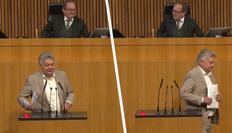 Ex-Vizekanzler und Ex-Grünen-Chef Werner Kogler war am Mittwoch im Nationalrat  äußerst ...