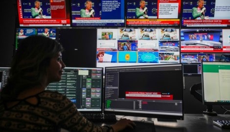Frühere Aufnahmen zeigen die Zentrale von Halk TV in Istanbul.