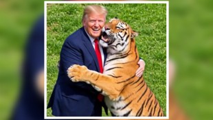 Das Video zeigt Trump, wie er mit einem Tiger spielt.