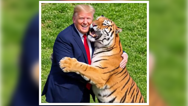 Das Video zeigt Trump, wie er mit einem Tiger spielt.