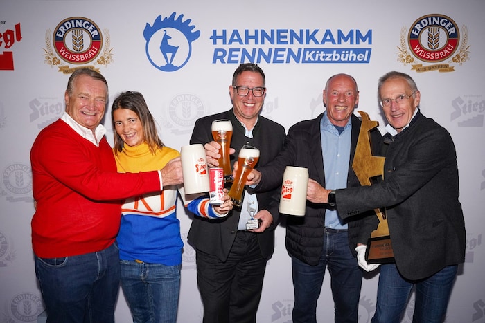Die „Stiegl“-Eigentümer Heinrich Dieter und Alessandra Kiener (l.) sowie Erdinger-Boss Wolfgang ...