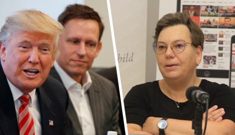 Auf der sichtbaren, „lauten“ Seite Amerikas: Präsident Donald Trump, Milliardär Peter Thiel und ...