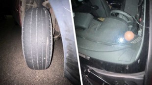 Reifen und Scheibe waren kaputt, der Lenker hatte keinen Führerschein.
