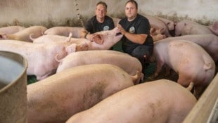 Herbert Körbler (li.) und Christian Primus betreiben mit Leidenschaft Schweinemastbetriebe. ...