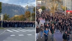 Die Wacker-Fans stimmen sich mit einem Fanmarsch aufs Derby ein.