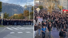 Die Wacker-Fans stimmen sich mit einem Fanmarsch aufs Derby ein.