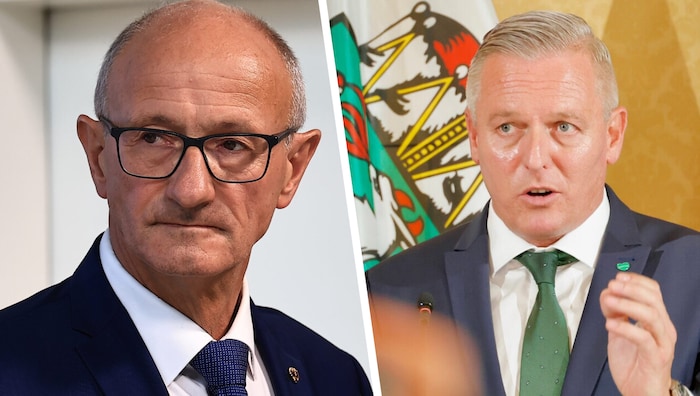 Landeshauptmann Anton Mattle und sein steirischer Amtskollege Mario Kunasek stellen vier ...