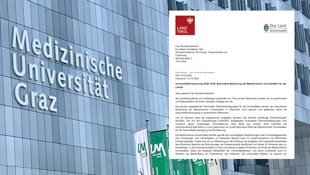 In einem Brief stellen sich die Steiermark und Tirol hinter die Universitäten.