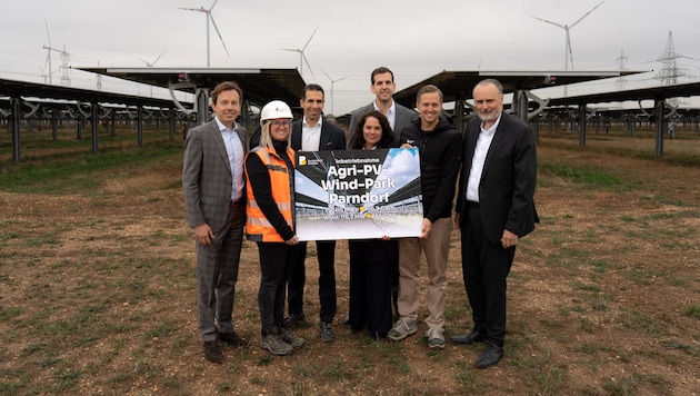 Start für den Agri-PV-Park mit Landeschef Doskozil und Burgenland-Energie-Chef Sharma.