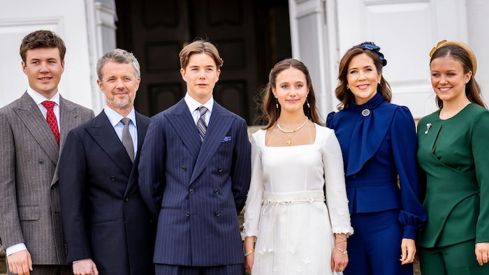 Von links: Kronprinz Christian, König Frederik X., Kronprinz Vincent, Kronprinzessin Josephine, ...