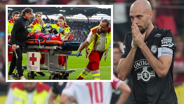 Sturm goalie Daniil Khudyakov was seriously injured in the derby.